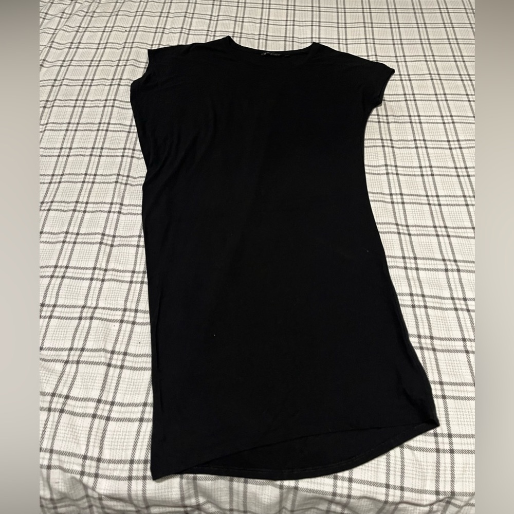 Athleta Black Modal Spandex T-Shirt Dress Womens Medium‎ Short Sleeve RN 54023